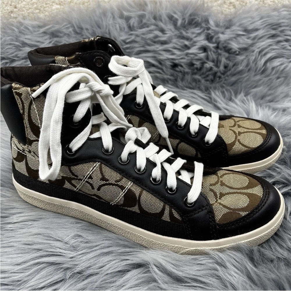 NWOT Vintage Y2K Coach Hightop Ellis signature sneakers womens size 7 shoes. - Picture 3 of 11
